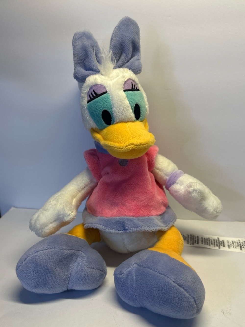 Disney Daisy Duck Plush Ponytail Pink Purple Stuffed Animal Soft Toy EUC
